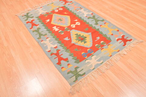 Kilim Blue Hand Knotted 38 X 56  Area Rug 100-89908 Image 5