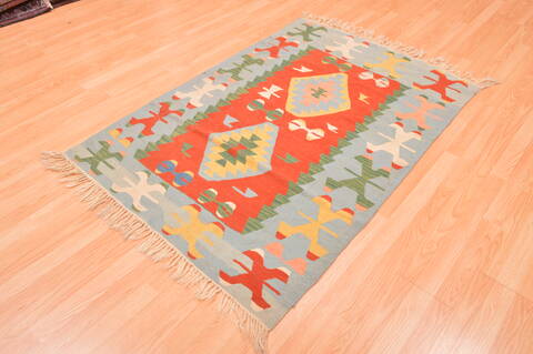 Kilim Blue Hand Knotted 38 X 56  Area Rug 100-89908 Image 6