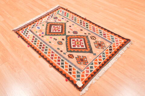 Qashqai Orange Flat Woven 31 X 46  Area Rug 100-89910 Image 3
