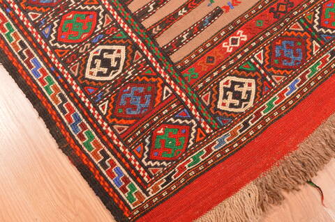 Kilim Red Square Hand Knotted 36 X 45  Area Rug 100-89911 Image 5