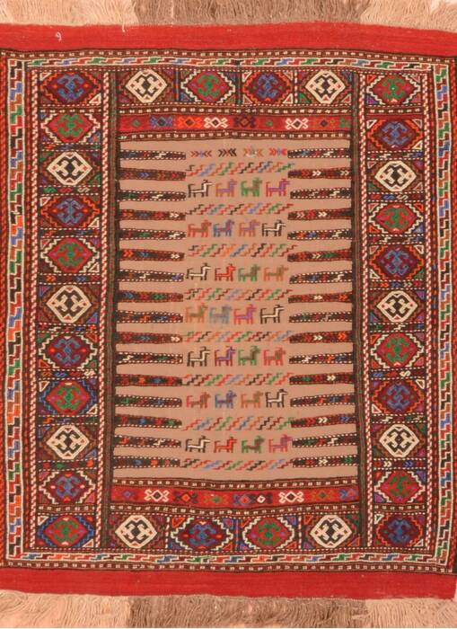 Kilim Red Square Hand Knotted 36 X 45  Area Rug 100-89911 Image 0