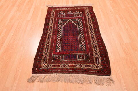 Baluch Red Hand Knotted 30 X 47  Area Rug 100-89921 Image 1