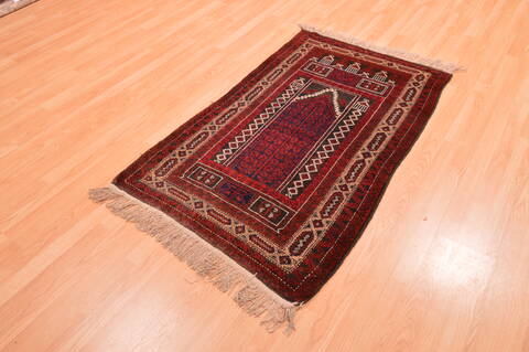 Baluch Red Hand Knotted 30 X 47  Area Rug 100-89921 Image 2