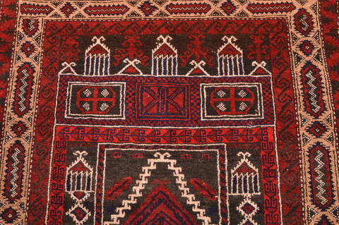 Baluch Red Hand Knotted 30 X 47  Area Rug 100-89921 Image 6