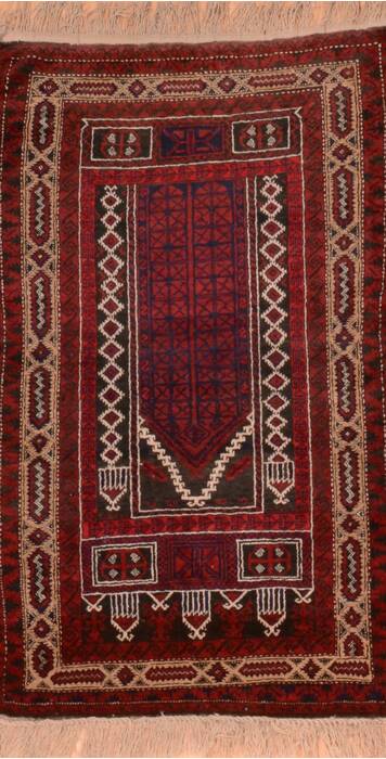 Baluch Red Hand Knotted 30 X 47  Area Rug 100-89921 Image 0