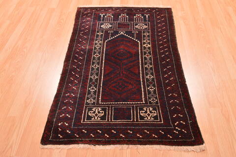 Baluch Red Hand Knotted 30 X 47  Area Rug 100-89939 Image 1