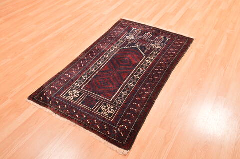 Baluch Red Hand Knotted 30 X 47  Area Rug 100-89939 Image 2