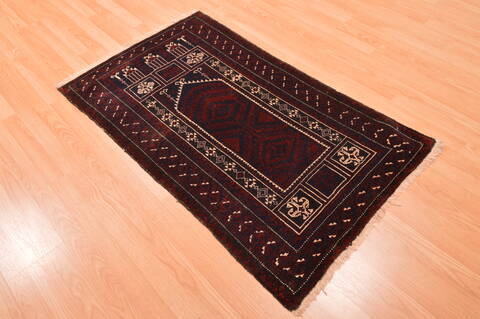 Baluch Red Hand Knotted 30 X 47  Area Rug 100-89939 Image 3