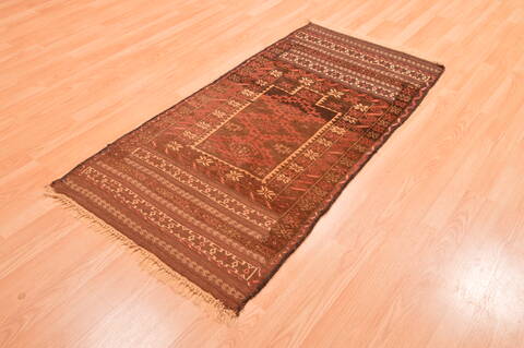 Baluch Brown Hand Knotted 210 X 53  Area Rug 100-89944 Image 2
