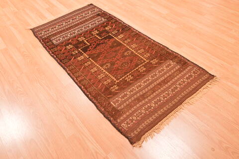 Baluch Brown Hand Knotted 210 X 53  Area Rug 100-89944 Image 3