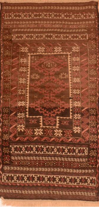 Baluch Brown Hand Knotted 210 X 53  Area Rug 100-89944 Image 0