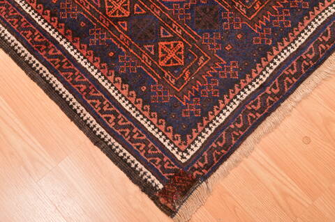 Baluch Blue Hand Knotted 210 X 44  Area Rug 100-89950 Image 7